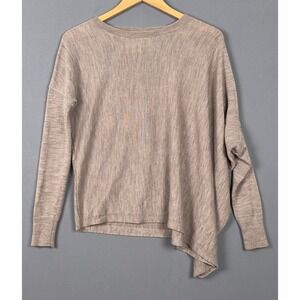 AllSaints Awry Jumper Taupe Beige 100% Merino Wool Asymmetric Sweater WK182F